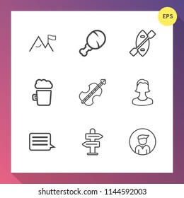 Modern, simple vector icon set on gradient background with white, summer, leg, musical, rowing, canoe, way, sound, sea, food, profile, meal, paddle, sign, beer, human, business, cello, bar, boat icons