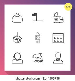 Modern, simple vector icon set on gradient background with sea, schedule, beach, background, antenna, object, sea of cortes, bag, center, animal, time, male, van, modern, day, television, tv icons