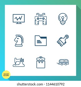 Modern, simple vector icon set on gradient background with sew, energy, people, folder, clinic, test, chessboard, pretty, fashion, horse, , game, fun, computer, technology, hospital, office, atv icons