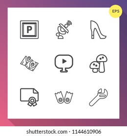 Modern, simple vector icon set on gradient background with communication, spanner, female, vehicle, equipment, science, style, wrench, location, sport, map, nature, white, repair, transport, car icons