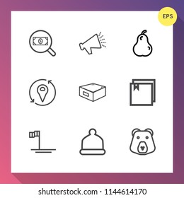 Modern, simple vector icon set on gradient background with baja, bear, internet, beach, find, travel, food, mexico, fruit, white, file, voice, audio, summer, wild, drawer, pear, organic, hat icons