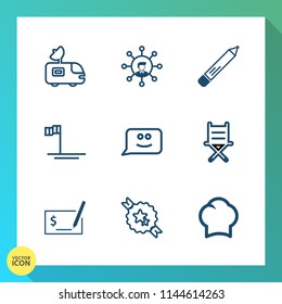 Modern, simple vector icon set on gradient background with tv, sign, communication, display, van, cook, mobile, television, paper, pay, chef, food, face, mexico, chief, armchair, truck, chat icons