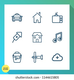 Modern, Simple Vector Icon Set On Gradient Background With Taxi, Handle, Video, Container, Screen, Estate, Event, Travel, House, Aircraft, Construction, Military, Modern, Vehicle, Television, Tv Icons