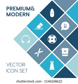 Modern, simple vector icon set on blue colorful background with call, chess, audio, gardening, rubber, modern, drawing, education, lifestyle, support, sound, healthy, cloth, office, nutrition icons