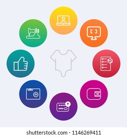 Modern, simple vector icon set on colorful circle backgrounds with communication, white, cute, delivery, concept, finance, female, craft, money, call, internet, folder, video, box, computer, sew icons