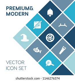 Modern, Simple Vector Icon Set On Blue Colorful Background With Kitchen, Ring, Work, Sign, Fishing, Fun, Japanese, Food, Saw, Care, Fish, Cooking, Fresh, Bell, Banner, Dont, Up, Sea, Sound, Pull Icons