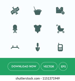 Modern, simple vector icon set on white background with food, clothes, bowl, t-shirt, clothing, shirt, comfortable, station, white, up, science, fashion, phone, baby, mobile, chinese, spaceship icons