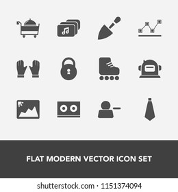 Modern, simple vector icon set with graph, data, delete, fork, pictogram, fashion, science, account, background, image, skate, sport, hand, file, card, key, casette, tool, sign, skating, service icons