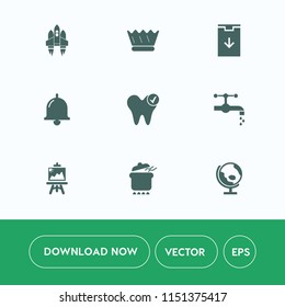 Modern, simple vector icon set on white background with drawing, water, spaceship, king, bathroom, global, science, health, globe, dinner, artist, satellite, art, dental, alarm, web, luxury, pot icons