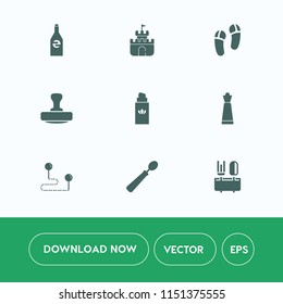 Modern, simple vector icon set on white background with summer, destination, glass, liquid, bottle, sign, sand, play, point, clean, stamp, beauty, king, object, dinner, map, footwear, fashion icons