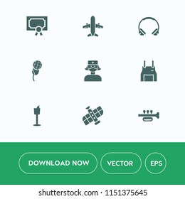 Modern, simple vector icon set on white background with success, listen, diploma, headset, audio, document, bottle, equipment, frame, holder, station, white, restaurant, health, technology, air icons