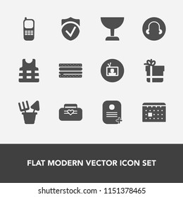 Modern, simple vector icon set with stationary, white, burger, office, food, sandwich, object, day, safety, box, screen, television, schedule, search, life, tv, fashion, background, glass, check icons