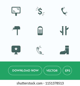 Modern, simple vector icon set on white background with chinese, business, letter, box, old, dollar, technology, foot, nature, phone, fashion, mobile, call, banner, cell, footwear, delivery, usd icons