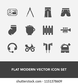 Modern, simple vector icon set with road, breakfast, bike, music, warm, winter, tool, clothes, identity, observatory, fashion, template, hot, headphone, white, quad, elegant, audio, trumpet, id icons