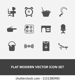 Modern, simple vector icon set with gardening, table, armchair, hour, cook, business, home, time, oven, office, painter, alarm, garden, clock, chinese, agriculture, tie, chair, sign, seat, bow icons
