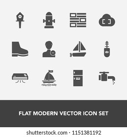 Modern, simple vector icon set with freezer, food, fire, bathroom, brush, fridge, bird, air, nest, delete, internet, conditioner, user, profile, fashion, birdhouse, tap, mascara, avatar, board icons