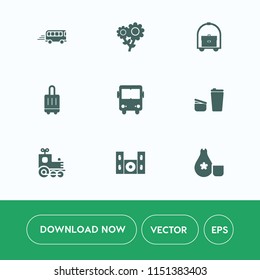 Modern, simple vector icon set on white background with luggage, cinema, city, urban, japan, street, cup, vacation, pink, transport, train, coffee, flower, home, floral, traffic, video, summer icons
