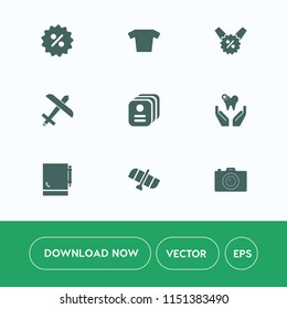 Modern, simple vector icon set on white background with aviation, shirt, dentist, space, station, fly, t-shirt, white, planet, airplane, fashion, notebook, health, notepad, price, travel, card icons