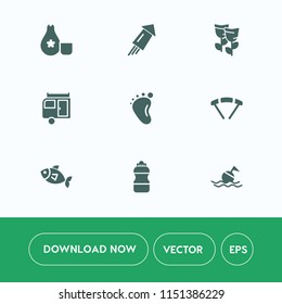 Modern, simple vector icon set on white background with buoy, safety, help, japan, cuisine, fish, sea, newborn, light, parachuting, floral, flower, sky, nature, travel, blossom, celebration, new icons