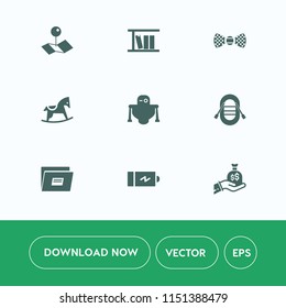 Modern, simple vector icon set on white background with library, toy, learning, school, document, cute, position, clothing, elegance, technology, ship, power, education, pointer, sailboat, sack icons