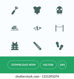 Modern, simple vector icon set on white background with nature, life, ufo, clothes, jacket, fashion, extraterrestrial, fence, kid, spoon, space, hammer, journey, travel, cutter, small, food, boy icons