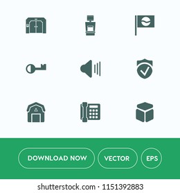 Modern, simple vector icon set on white background with japanese, phone, elevator, wood, diagnostic, house, natural, scan, barn, square, lock, japan, communication, security, machine, culture icons