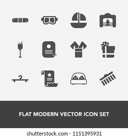Modern, simple vector icon set with sea, health, ocean, medical, alcohol, business, shape, identity, paper, bedroom, double, office, vessel, wine, costume, document, summer, brush, package, boat icons