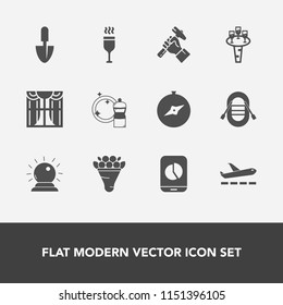 Modern, simple vector icon set with red, business, equipment, industry, glass, wine, curtain, sorcery, pink, builder, alcohol, apartment, broom, bouquet, ship, liquid, shovel, house, interior icons