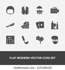 Modern, simple vector icon set with office, helmet, world, elevator, atlas, flower, hipster, drink, cutlery, worker, map, fashion, business, alcohol, game, ice, work, knife, style, equipment icons