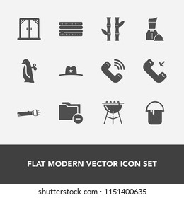Modern, simple vector icon set with cowboy, texas, food, lamp, button, house, paint, home, toy, hat, barbecue, phone, animal, data, restaurant, business, snack, west, flashlight, meat, sandwich icons