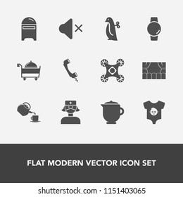 Modern, simple vector icon set with animal, volume, health, open, service, clothing, kid, theater, hot, control, mute, tea, email, children, mailbox, post, nurse, baby, delivery, box, envelope icons