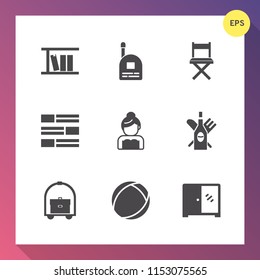 Modern, simple vector icon set on gradient background with web, travel, home, cute, fun, wedding, alcohol, kid, sign, red, love, chair, furniture, cabinet, car, young, child, learning, seat, toy icons