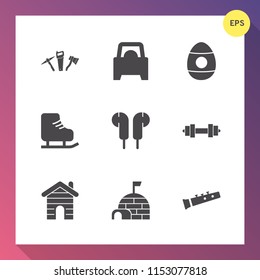 Modern, simple vector icon set on gradient background with colorful, sign, easter, hammer, fitness, sport, skating, transportation, arctic, traditional, decoration, wrench, musical, automotive icons