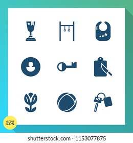 Modern, simple vector icon set on gradient background with winner, first, silhouette, baby, car, childhood, athlete, play, toy, newborn, competition, infant, rattle, win, award, body, champion icons
