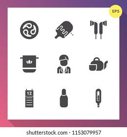 Modern, simple vector icon set on gradient background with sound, food, sport, boy, stereo, beverage, summer, calendar, vanilla, towel, man, agenda, strawberry, sweet, dessert, pattern, white icons