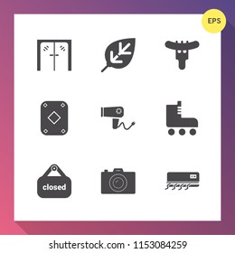 Modern, simple vector icon set on gradient background with sport, handle, sign, banner, poker, nature, technology, indoors, camera, shop, background, air, photo, photography, dinner, dryer, play icons