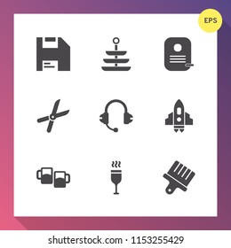Modern, simple vector icon set on gradient background with lunch, pruning, garden, plate, food, white, diskette, glass, restaurant, sign, id, red, sound, speaker, bar, identity, floppy, meal icons