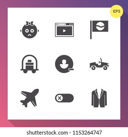 Modern, simple vector icon set on gradient background with website, japanese, sad, baby, media, kid, sakura, infant, plane, temple, bellboy, face, travel, deactivate, off, cute, avatar, flight icons