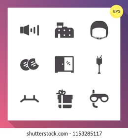 Modern, simple vector icon set on gradient background with up, industrial, safety, sport, interior, bucket, mask, sound, bow, wine, gift, ice, belt, architecture, food, brown, builder, work, box icons