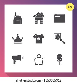 Modern, simple vector icon set on gradient background with construction, communication, king, business, cooking, building, file, house, summer, chef, uniform, clothes, magnifier, kid, wear, cook icons