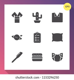 Modern, simple vector icon set on gradient background with astronomy, cactus, traditional, costume, diaper, pillow, asian, checklist, planet, shirt, botany, asia, home, hamburger, fashion, green icons