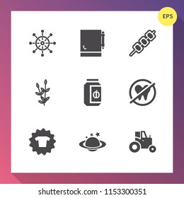 Modern, simple vector icon set on gradient background with tractor, jam, globe, dental, white, glass, kebab, navigation, clothes, jar, agricultural, shirt, clothing, rudder, wheel, marine, field icons