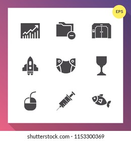 Modern, simple vector icon set on gradient background with folder, medical, newborn, clinic, progress, file, rocket, information, diaper, device, baby, sign, chart, office, elevator, concept, up icons