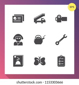 Modern, simple vector icon set on gradient background with beauty, transport, photographer, photography, kitchen, check, list, tool, analysis, nature, menu, report, lens, document, business icons