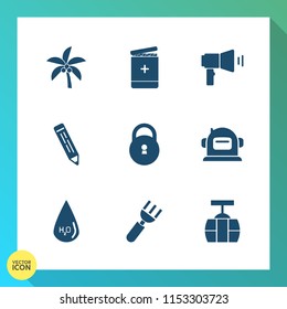 Modern, simple vector icon set on gradient background with medical, astronaut, natural, drink, restaurant, cable, water, medicine, drawing, lock, doctor, sky, spoon, speaker, communication, tree icons