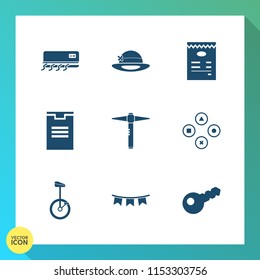 Modern, simple vector icon set on gradient background with cooling, fun, sign, button, video, temperature, party, interface, event, gaming, bike, work, conditioner, object, technology, hammer icons