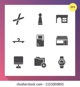 Modern, simple vector icon set on gradient background with file, gardening, king, office, equipment, cut, data, document, white, piece, gadget, business, game, desk, strategy, pc, work, garden icons