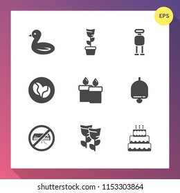 Modern, simple vector icon set on gradient background with conditioner, call, cyborg, white, science, robot, futuristic, green, robotic, food, alarm, interior, ring, pie, nature, flight, sky icons