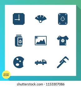 Modern, simple vector icon set on gradient background with truck, baby, paper, child, frame, jam, gambling, container, fan, white, service, reparation, glass, cake, casino, dessert, food, poker icons