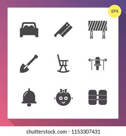 Modern, simple vector icon set on gradient background with call, office, furniture, sign, meat, construction, drill, steel, exercise, ring, cute, traffic, automobile, shovel, modern, tank, tool icons